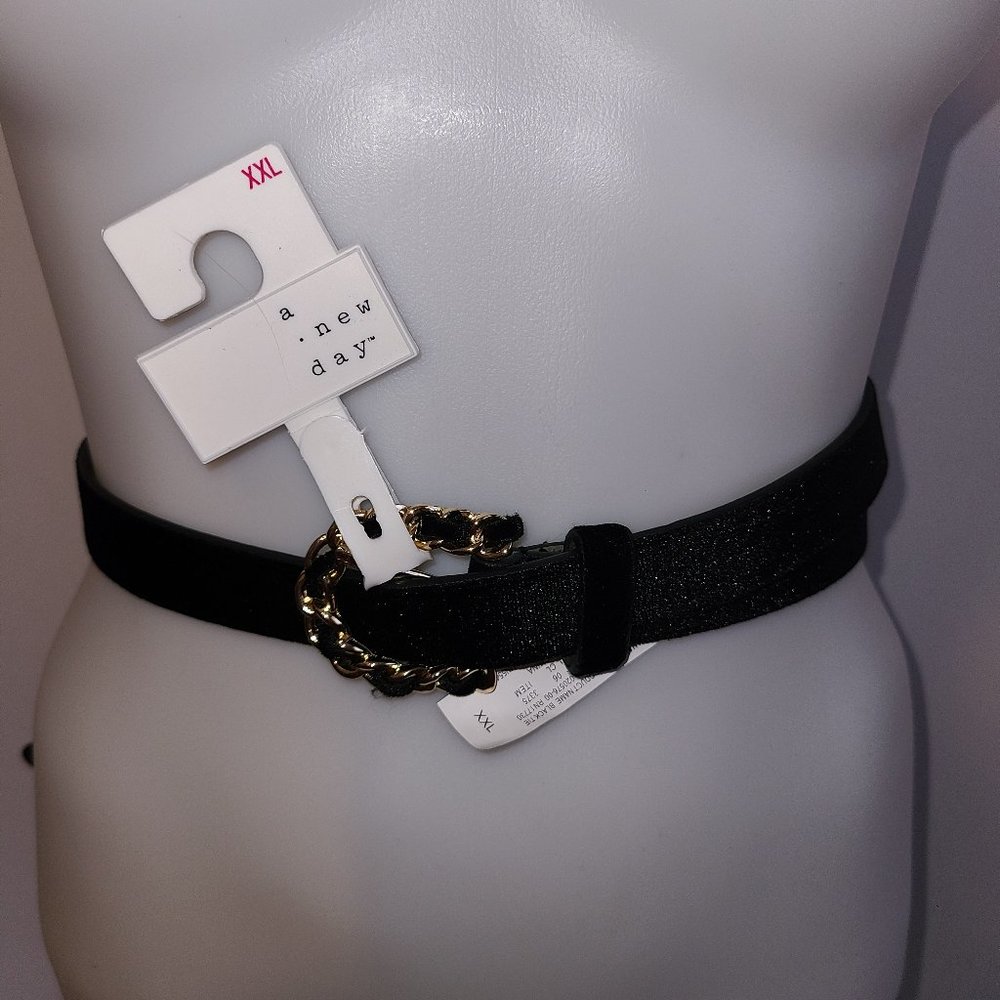 New A New Day Black Velvet Chain Buckle Belt